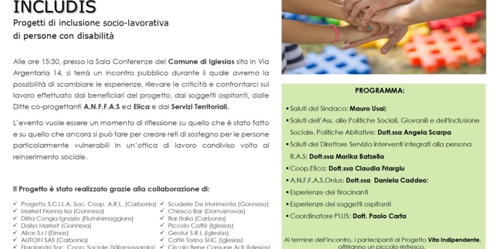 Ingrandisci la foto: Incontro: "INCLUDIS" progetti di inclusione socio-lavorativa per disabili Incontro: "INCLUDIS" progetti di inclusione socio-lavorativa per disabili
