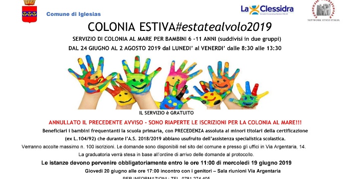 Ingrandisci la foto: Servizio estivo colonia al mare "#estate al volo 2019" sc. 19/06/2019 Servizio estivo colonia al mare "#estate al volo 2019" sc. 19/06/2019