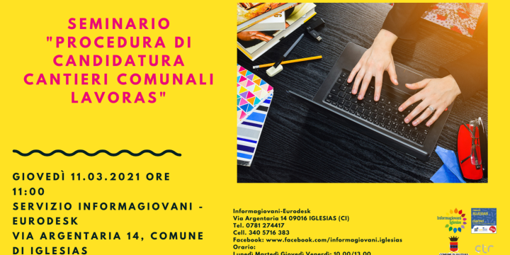 Ingrandisci la foto: Seminario procedura di candidatura "Cantieri Comunali Lavoras 2021" Seminario procedura di candidatura "Cantieri Comunali Lavoras 2021"