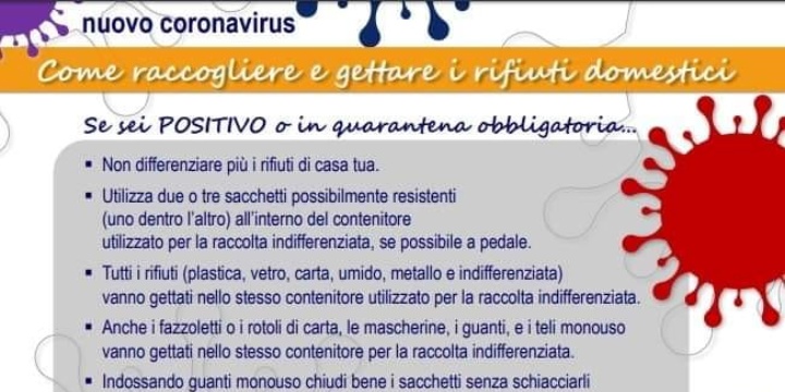 Ingrandisci la foto: Emergenza COVID-19 - Raccolta e smaltimento dei rifiuti domestici. Emergenza COVID-19 - Raccolta e smaltimento dei rifiuti domestici.