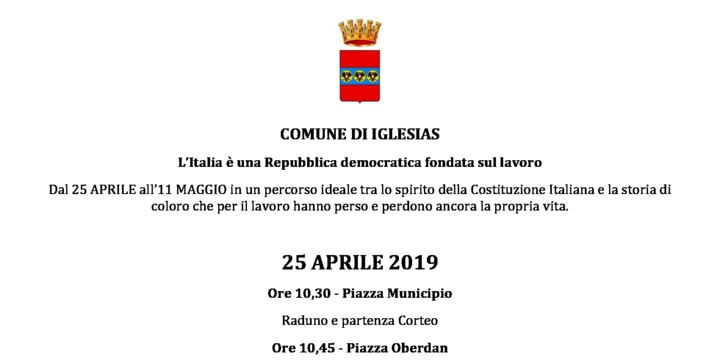 Ingrandisci la foto: Manifestazioni culturali: dal 25 aprile al 21 maggio 2019 Manifestazioni culturali: dal 25 aprile al 21 maggio 2019